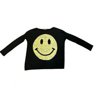 THE CLASSIC Smiley Face Acrylic Sweater Textured Charcoal Grey Size Medium